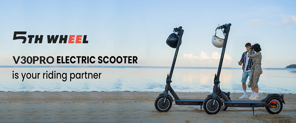 5TH WHEEL V30PRO Electric Scooter ABE Certification, 350W Motor, 36V 7.5AH batéria, 10-palcová pneumatika, max. rýchlosť 20km/h, dojazd 32km, tlmenie zadných pružín, kotúčová brzda, ovládanie aplikácií