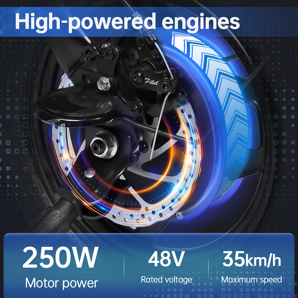 HONEYWHALE S6-S 14-palcový elektrický bicykel 350W bezkefový motor 48V 10.4Ah batéria Maximálna rýchlosť 35km/h Dvojitá kotúčová brzda - čierna