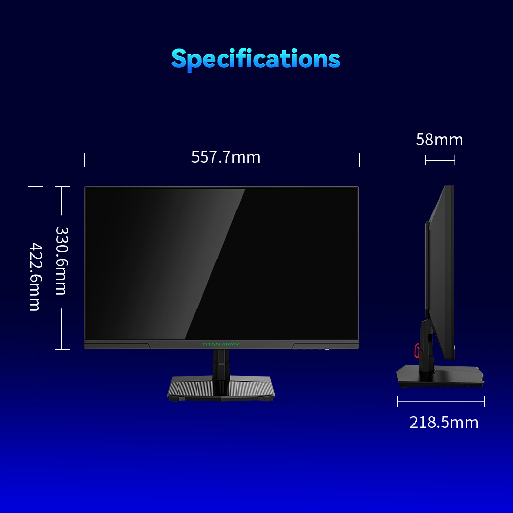 Herný monitor TITAN ARMY P2510S, 24.5'' 2560*1440 QHD FAST IPS obrazovka, obnovovacia frekvencia 240 Hz, 1 ms GTG, 95 % DCI-P3, HDR10, Adaptive-Sync, Dynamic OD, Game Rush Mode, PIP &; PBP Display, univerzálne režimy obrazu, Low Blue Light, VESA Wall Mounting