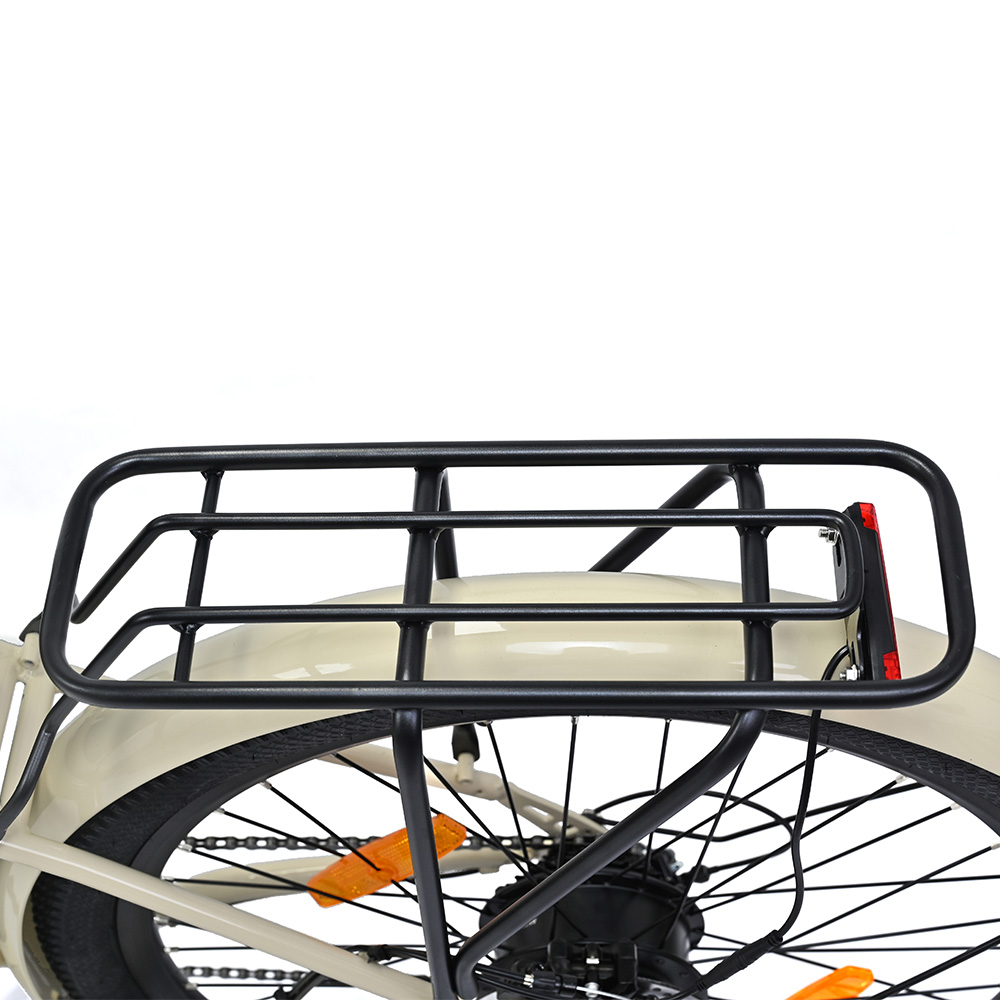 ONESPORT OT18 City Electric Bike, 26*2.35 inch wide Tires, 250W Motor 25km/h, 36V 14.4Ah Big Battery up to 100km Max Range,  Shimano 7-speed, Front Shock-absorbing fork, 25 Degree Climbing Bluetooth APP - White