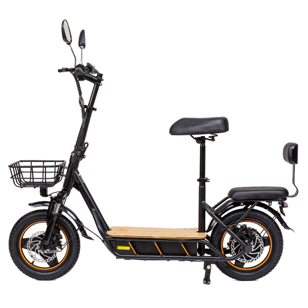 KuKirin C1 Pro Electric Scooter, 500W motor, 48V 26Ah batéria, 14-palcová pneumatická pneumatika, max. dojazd 100 km, skladanie jedným kliknutím, zadné sedadlo & predný úložný kôš, pedále z masívneho dreva, spätné zrkadlo Turn signal light - čierne