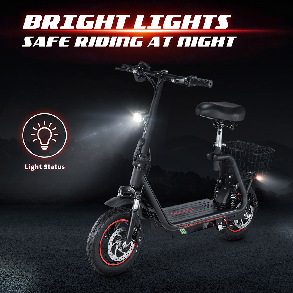 Bogist M5 Pro-S Elektroroller mit Sitz, 500-W-Motor, 12-Zoll-Luftreifen, 48-V-13-Ah-Akku, 48 km/h H&ouml;chstgeschwindigkeit, 35 km maximale Reichweite, Scheibenbremse