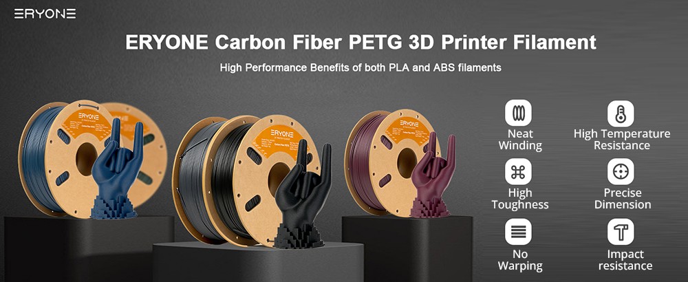 ERYONE Carbon Fiber PETG Filament 1kg Black