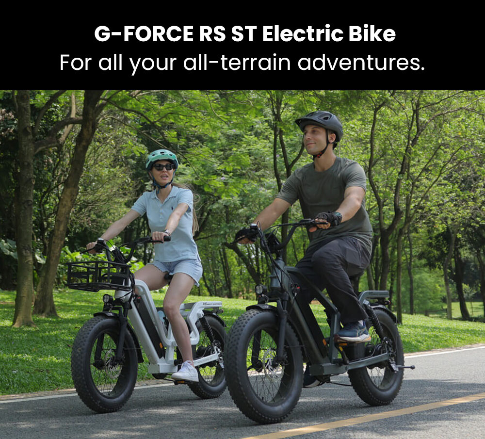 G-FORCE RS ST Elektrobicykel, 750W motor, 48V 15.6Ah batéria, 20*4-palcové tukové pneumatiky, max. rýchlosť 50 km/h, max. dojazd 96 km, 7-rýchlostná prevodovka Shimano, hydraulické kotúčové brzdy, systém zadného odpruženia, nastaviteľná predná vidlica - biely