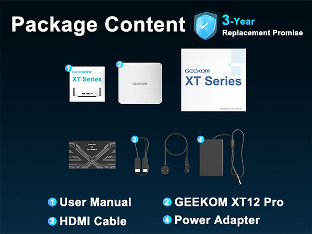 GEEKOM XT12 Pro Mini PC, Intel Core i7-12650H 10 jadier Max. 4.7GHz, 32GB RAM 1TB SSD, WiFi 6E Bluetooth 5.2, 2*USB 4 Type-C (8K)+2*HDMI 2.0 (4K) Quad Display, 3*USB 3.2 1*USB 2.0 1*2,5G LAN 1*3,5 mm Jack pre slúchadlá 1*Čítačka kariet SD