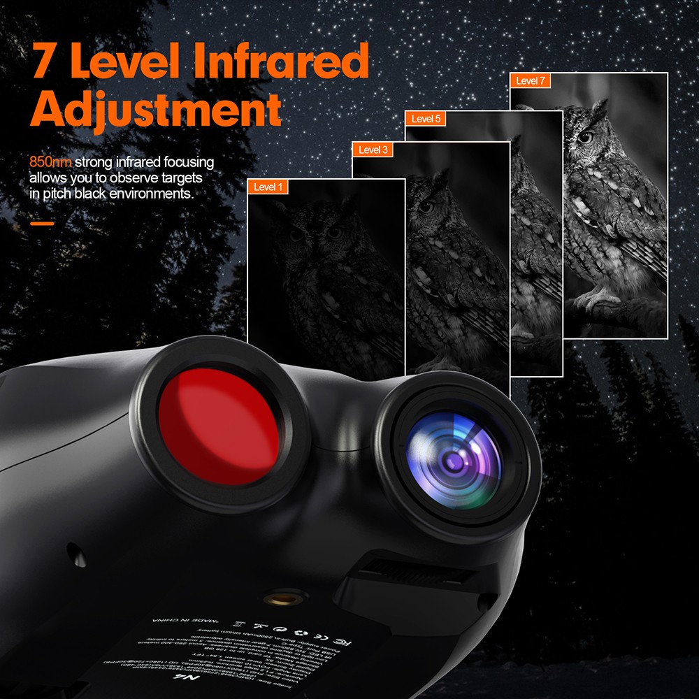 GTMEDIA N4 Night Vision Binoculars, 1.54-inch HD Screen, 1920*1080 30FPS, 5x Zoom, 7 Levels IR, 300m Night Vision, 2000mAh Battery