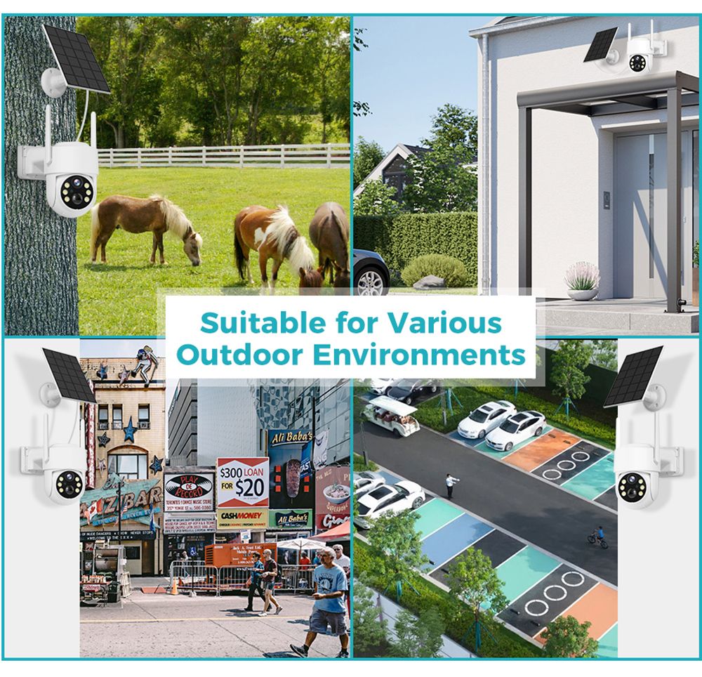 Hiseeu Wireless Solar Security Camera, 4MP Resolution, PIR Motion Detection, Color Night Vision, Two-Way Audio, 2.4GHz WiFi, Pan 355&deg; & Tilt 90&deg;, IP66 Waterproof