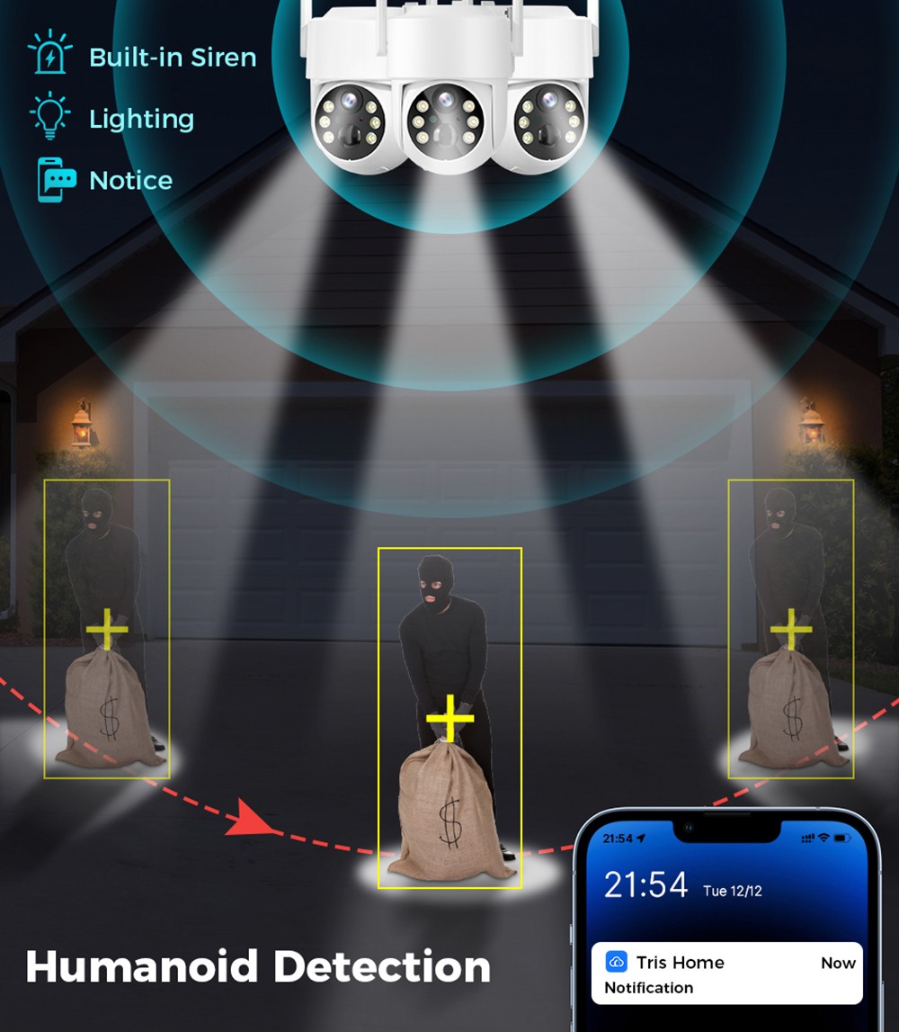 Hiseeu Wireless Solar Security Camera, 4MP Resolution, PIR Motion Detection, Color Night Vision, Two-Way Audio, 2.4GHz WiFi, Pan 355&deg; & Tilt 90&deg;, IP66 Waterproof