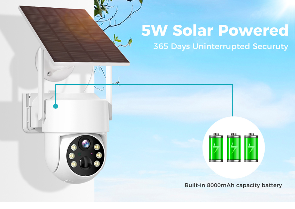Hiseeu Wireless Solar Security Camera, 4MP Resolution, PIR Motion Detection, Color Night Vision, Two-Way Audio, 2.4GHz WiFi, Pan 355&deg; & Tilt 90&deg;, IP66 Waterproof