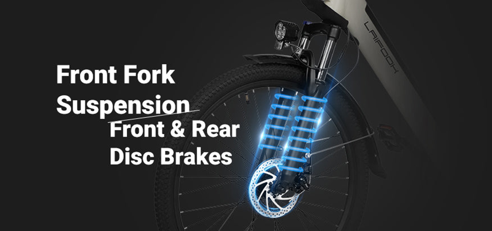 LAIFOOK Seeker S Elektrofahrrad, 250-W-Motor, 36-V-9-Ah-Akku, 26-Zoll-Reifen, 25 km/h H&ouml;chstgeschwindigkeit, 60 km Reichweite, Vorderradgabelfederung, Scheibenbremsen, SHIMANO 7-Gang, LCD-Display &ndash; Beige