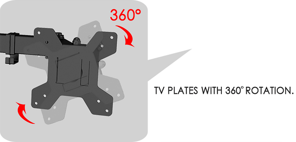 M052 Dual Arm Dual Monitor Stand for 13-27 inch Screens, 360&deg; Rotatable, &plusmn; 90&deg; Tilt, VESA 75x75/100x100mm, C-Clamp Installation
