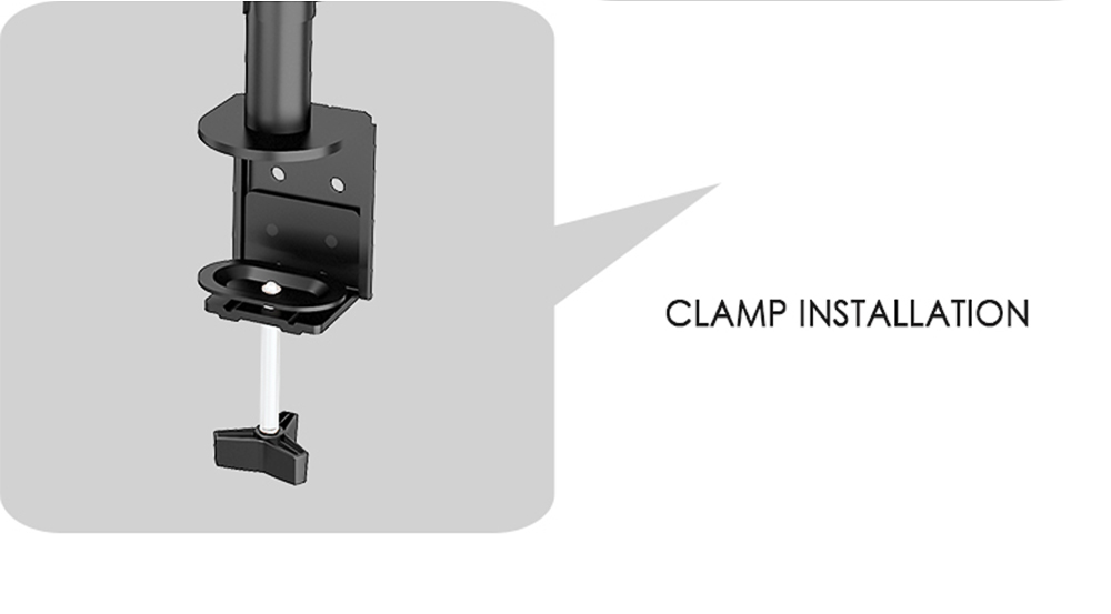 M052 Dual Arm Dual Monitor Stand for 13-27 inch Screens, 360&deg; Rotatable, &plusmn; 90&deg; Tilt, VESA 75x75/100x100mm, C-Clamp Installation