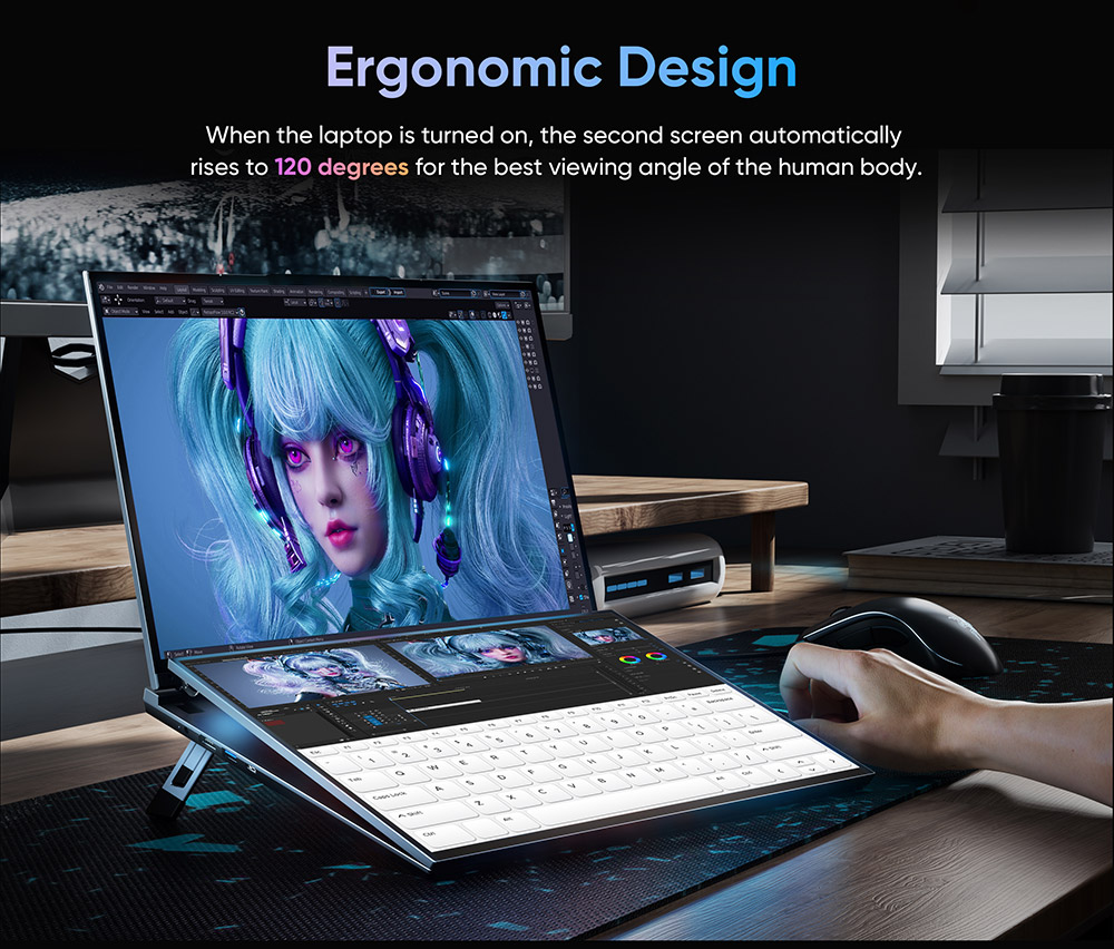 N-one Nbook Pro Dual Screen Laptop, 16'' +16'' 1920*1200 Touchscreen, Intel Core i7-1260P 12 Cores Max 4.7GHz, 32GB RAM 1TB SSD, dvojpásmová WiFi Bluetooth 5.2, 58WH batéria, 3*USB 3.0 1*Full Function Type-C 1*HDMI 1*Headphone Jack