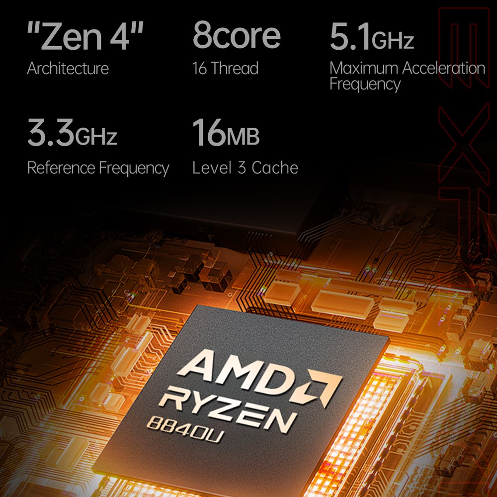 One Netbook OneXPlayer X1 Handheld Gaming PC, AMD Ryzen 7 8840U 8 Cores Max 5.1GHz, 10.95' 2560*1600 120Hz LTPS Screen, 32GB LPDDR5x 7500MHz RAM 2TB SSD, 65.02Wh Battery, Bluetooth5.2, 1* TF Card 4.0 1* Oculink 2* USB-C 4.0 1* USB 3.2 1* 3.5mm Audio