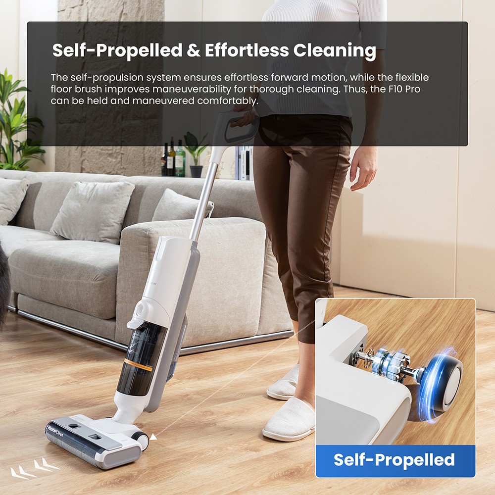 Proscenic F10 Pro Cordless Vacuum and Mop, 30min Runtime, Self-Cleaning, LED Screen, All-Around Edge Cleaning, 3 Cleaning Modes, Dual Water Tanks