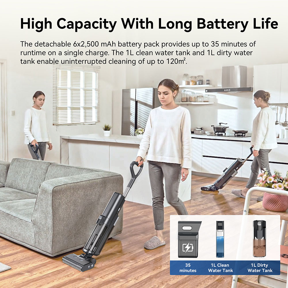 Proscenic F20A Cordless Vacuum and Mop, 35min Runtime, LED Screen, Self-Cleaning & Air Drying, All-Around Edge Cleaning, App Control, Solid-Liquid Separation