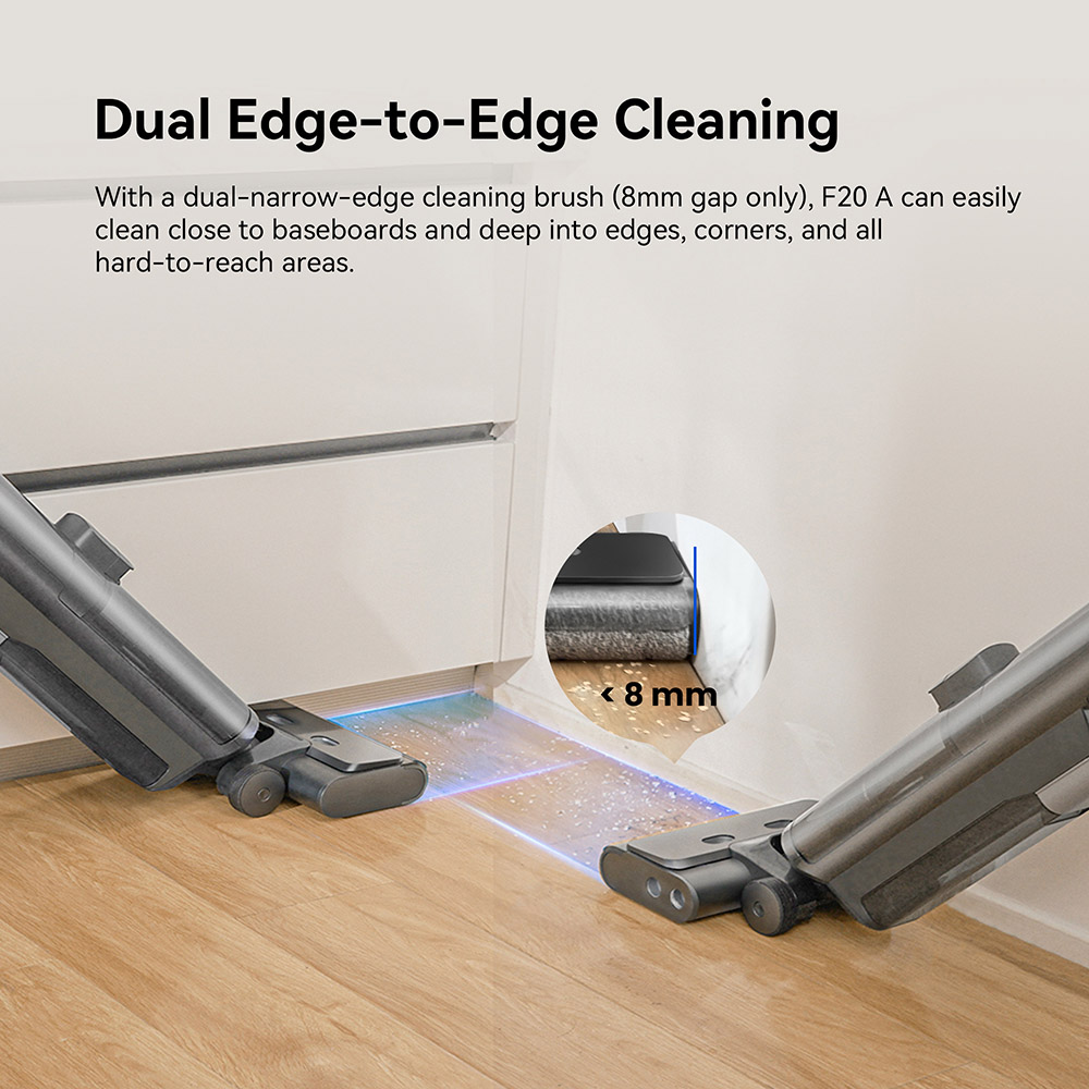 Proscenic F20A Cordless Vacuum and Mop, 35min Runtime, LED Screen, Self-Cleaning & Air Drying, All-Around Edge Cleaning, App Control, Solid-Liquid Separation