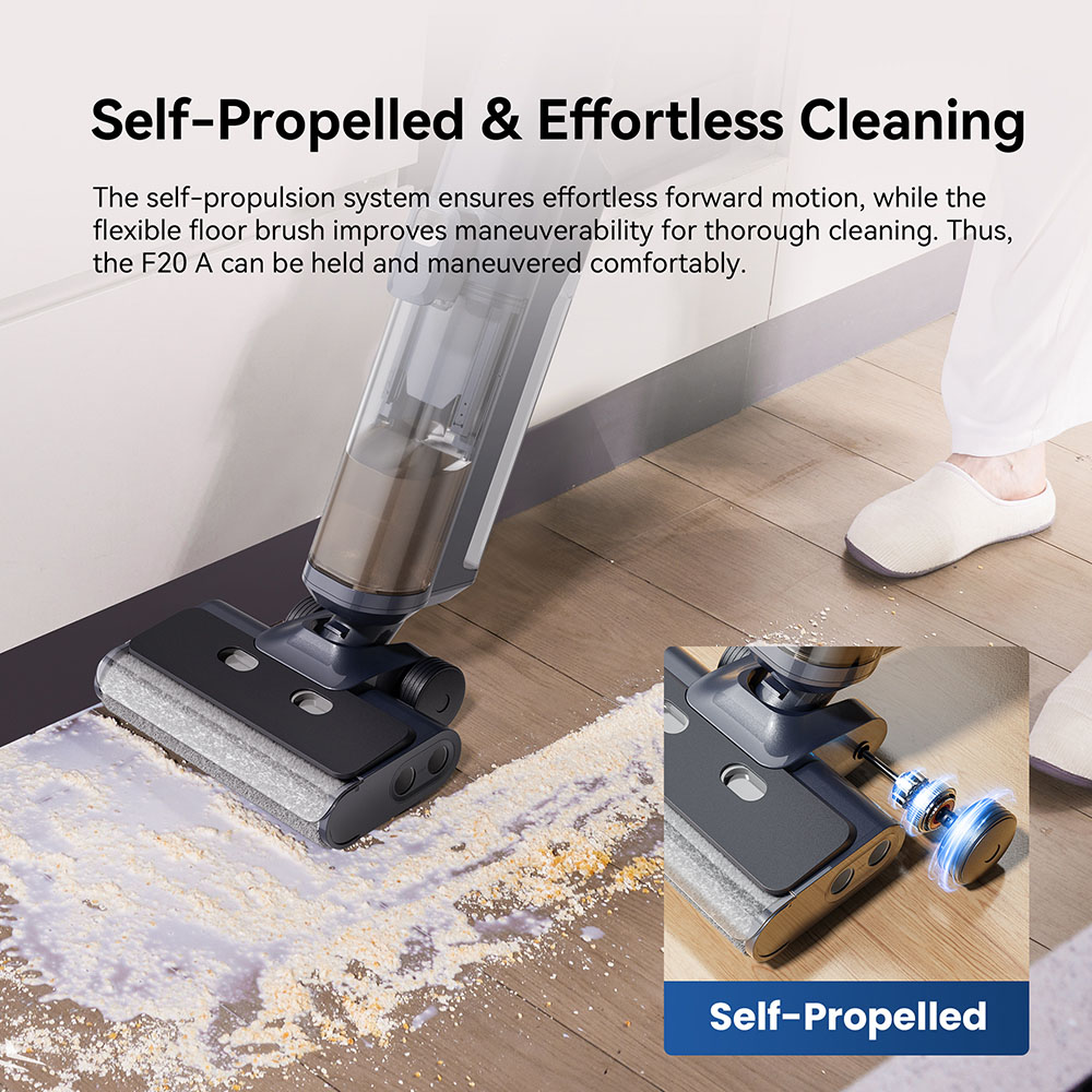 Proscenic F20A Cordless Vacuum and Mop, 35min Runtime, LED Screen, Self-Cleaning & Air Drying, All-Around Edge Cleaning, App Control, Solid-Liquid Separation