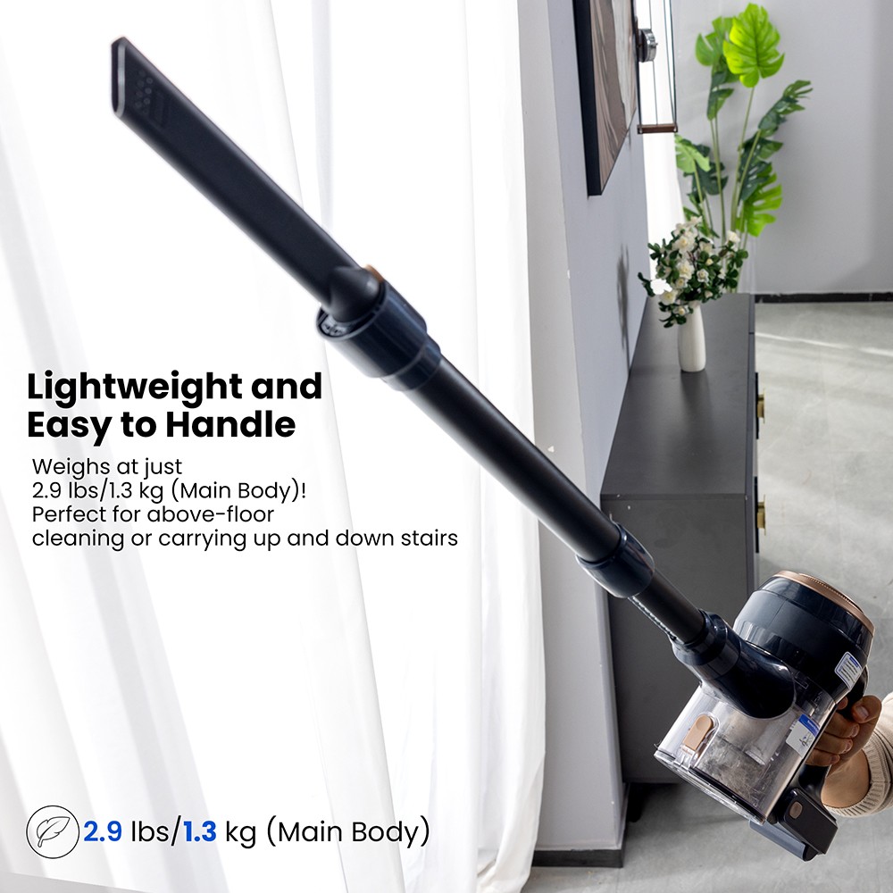 Proscenic P11 Lite Cordless Vacuum Cleaner, Max. 28 kPa sanie, doba prevádzky až 35 min, LED obrazovka, automatické odstraňovanie vlasov, 180° otočné riadenie, 550ml nádoba na prach, teleskopická trubica, nízka hlučnosť, nástenný úložný priestor