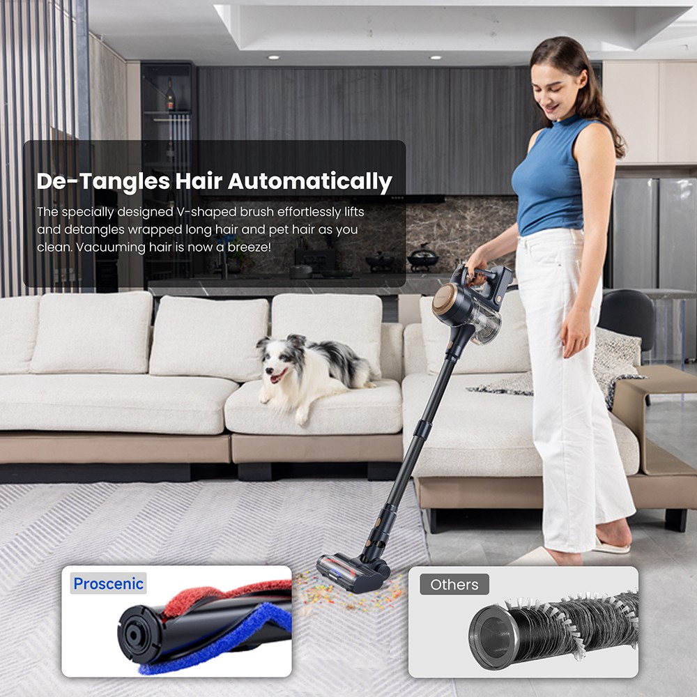 Proscenic P11 Lite Cordless Vacuum Cleaner, Max. 28 kPa sanie, doba prevádzky až 35 min, LED obrazovka, automatické odstraňovanie vlasov, 180° otočné riadenie, 550ml nádoba na prach, teleskopická trubica, nízka hlučnosť, nástenný úložný priestor