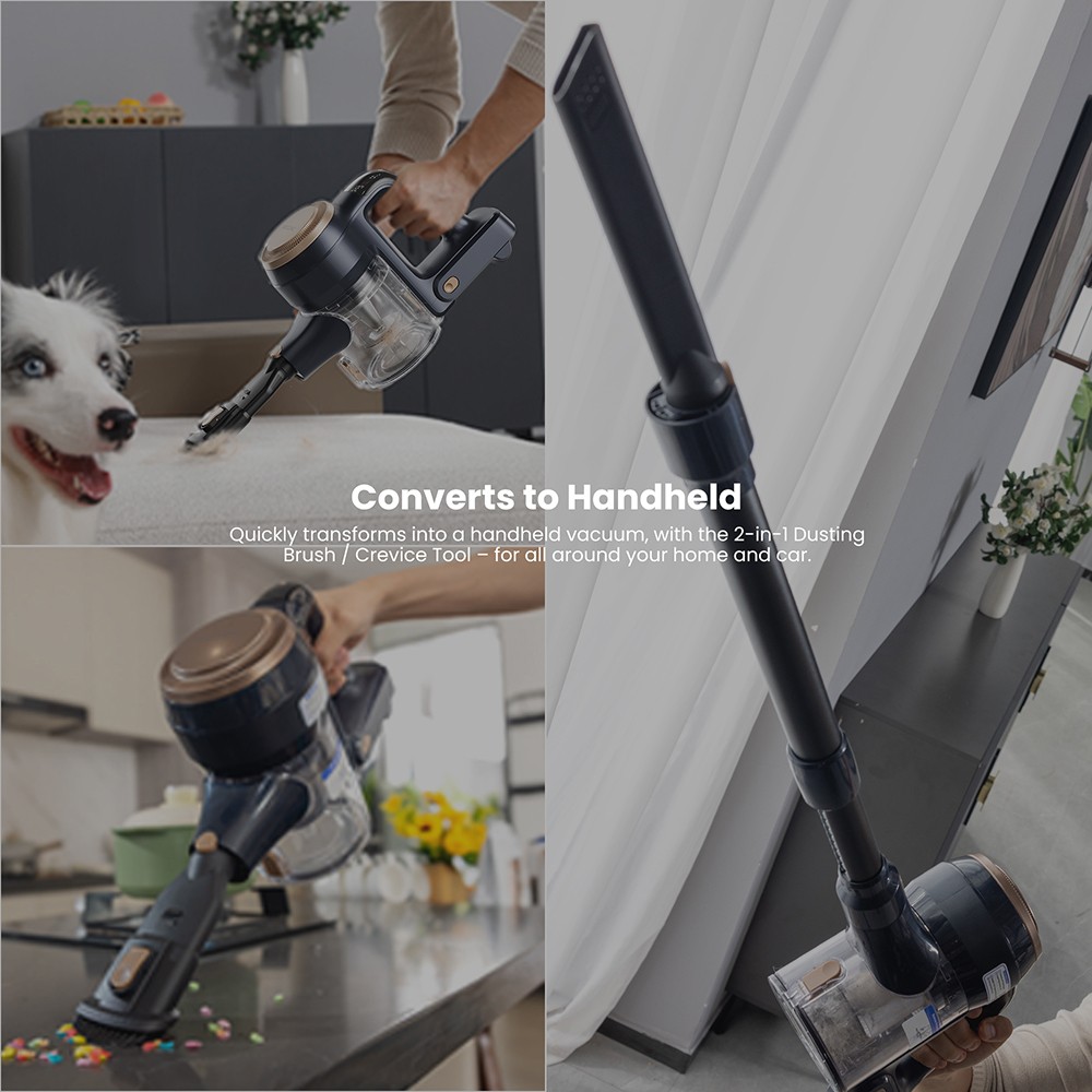 Proscenic P11 Lite Cordless Vacuum Cleaner, Max. 28 kPa sanie, doba prevádzky až 35 min, LED obrazovka, automatické odstraňovanie vlasov, 180° otočné riadenie, 550 ml nádoba na prach, teleskopická trubica, nízka hlučnosť, nástenný úložný priestor