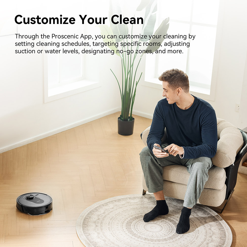 Proscenic Q8 Max Robot Vacuum and Mop Combo with Self-emptying Station, Max 4200Pa Suction, 200min Runtime, 3 Cleaning Modes, Smart 360° LiDAR Navigation, APP Control, for Floor, Pet Hair, Carpet