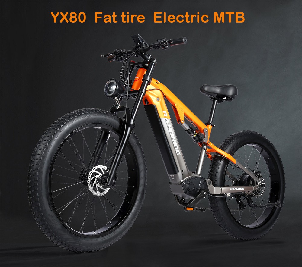 Elektrobicykel RANDRIDE YX80, 1500W bezkefový motor, 48V 20Ah batéria, 26x4.0' CST Fat Tire, max. rýchlosť 50km/h, max. dojazd 124km, zadný tlmič, hydraulické brzdy Shimano, 7 rýchlostí Shimano, LCD displej