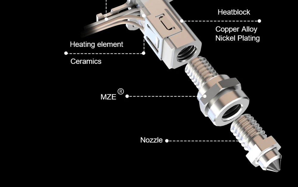 Trianglelab Rapido ACE HF Hotend - 104NT-4 Thermistor, Compatible with Dragon/Rapido, V6 Adapter