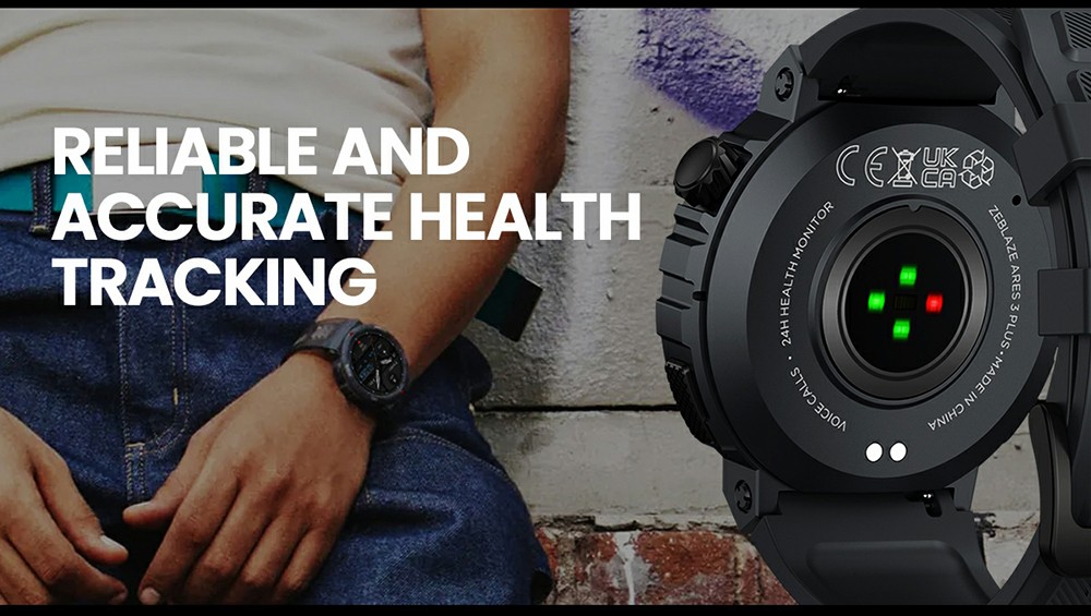 Zeblaze Ares 3 Plus Smartwatch, 1.43" HD AMOLED Screen, 100+ Workout Modes, Heart Rate Blood Oxygen Sleep Monitoring - Red