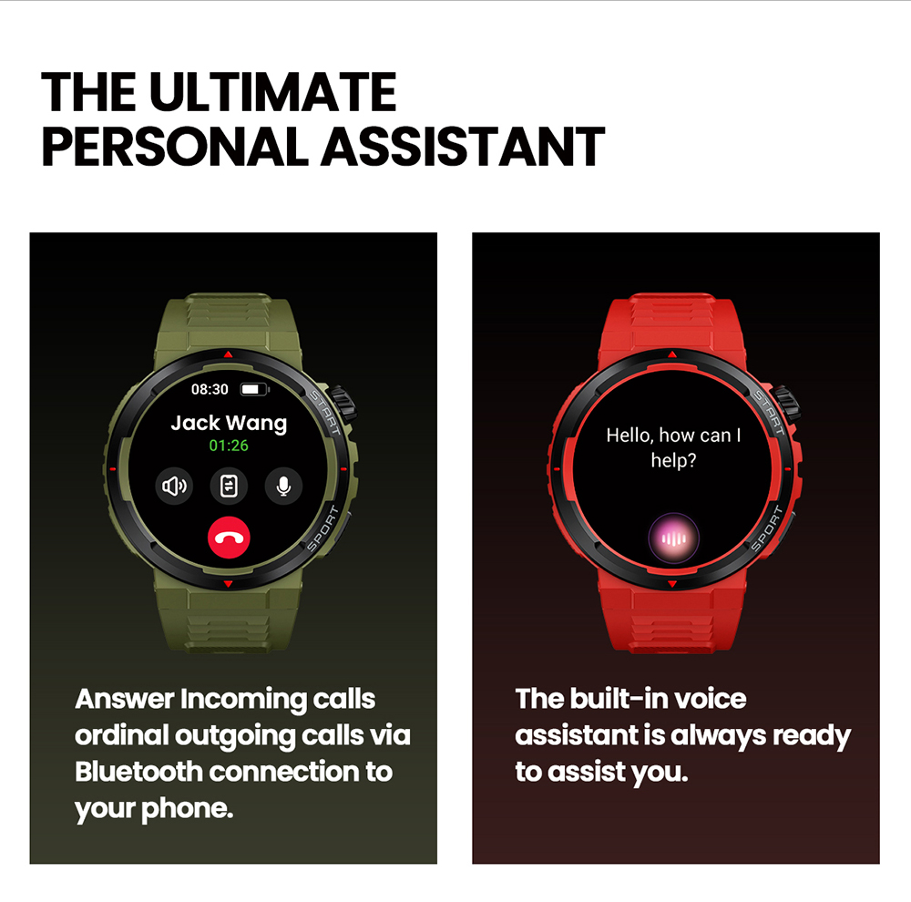 Zeblaze Ares 3 Plus Smartwatch, 1.43" HD AMOLED Screen, 100+ Workout Modes, Heart Rate Blood Oxygen Sleep Monitoring - Red