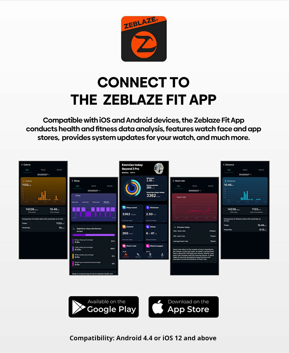 Zeblaze Beyond 3 Pro Smartwatch, 2.15'' HD AMOLED Screen, GPS Positioning, 24/7 Health Monitoring, 100+ Workout Modes, Bluetooth Calling - Black