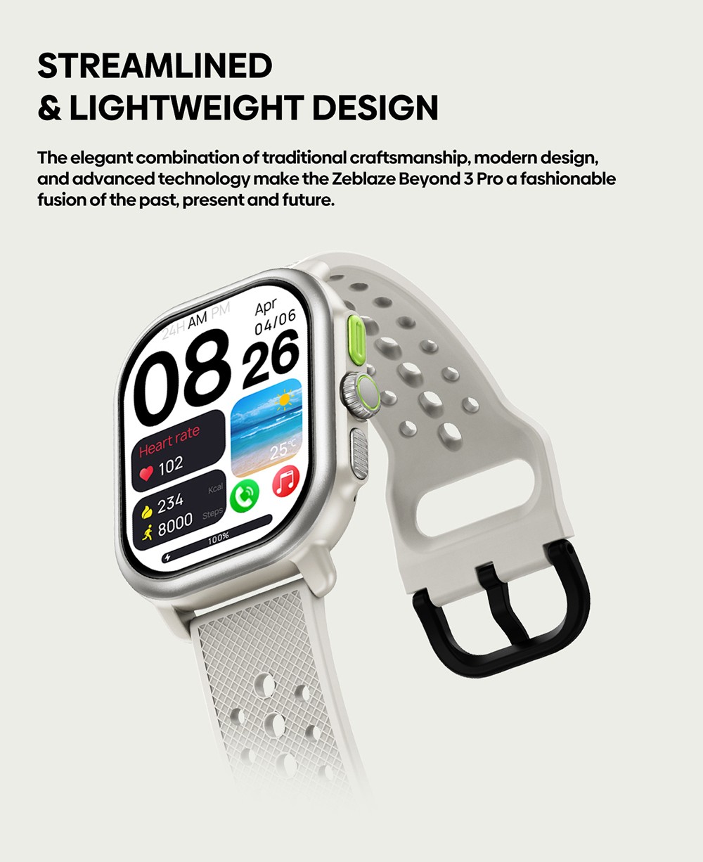 Zeblaze Beyond 3 Pro Smartwatch, 2.15'' HD AMOLED Screen, GPS Positioning, 24/7 Health Monitoring, 100+ Workout Modes, Bluetooth Calling - Black