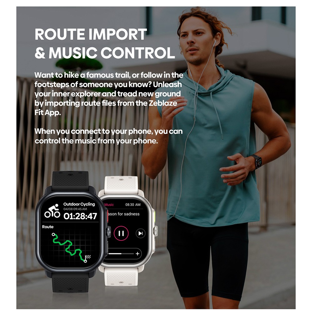 Zeblaze Beyond 3 Pro Smartwatch, 2.15'' HD AMOLED Screen, GPS Positioning, 24/7 Health Monitoring, 100+ Workout Modes, Bluetooth Calling - Black