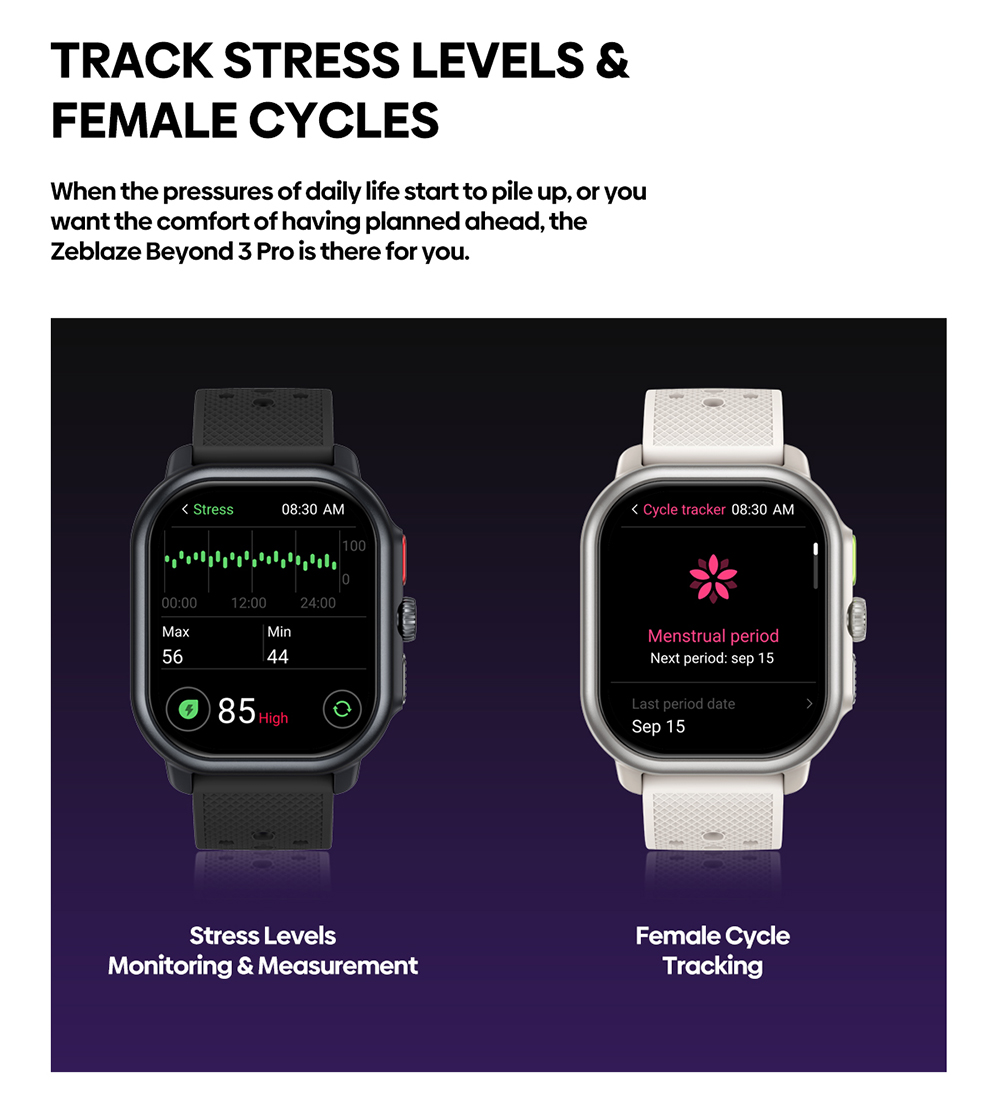 Zeblaze Beyond 3 Pro Smartwatch, 2.15" HD AMOLED Screen, GPS Positioning, 24/7 Health Monitoring, 100+ Workout Modes, Bluetooth Calling - Silver