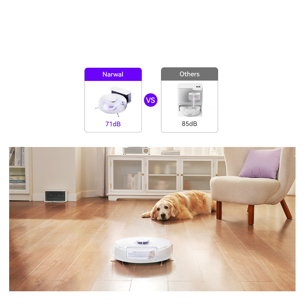 Narwal Freo X Plus Robot Vacuum Cleaner and Mop Built-in Dust Emptying, Strong 7800Pa Suction Power, Zero-Tangling Floating Brush, Alexa/Google Assistant/APP Control, Ideal for Pet Hair Hard Floor, Wood Floor