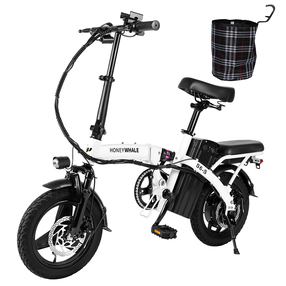 HONEYWHALE S6-S 14-palcový elektrický bicykel 350W bezkefový motor 48V 10.4Ah batéria Maximálna rýchlosť 35 km/h Dvojitá kotúčová brzda - biela