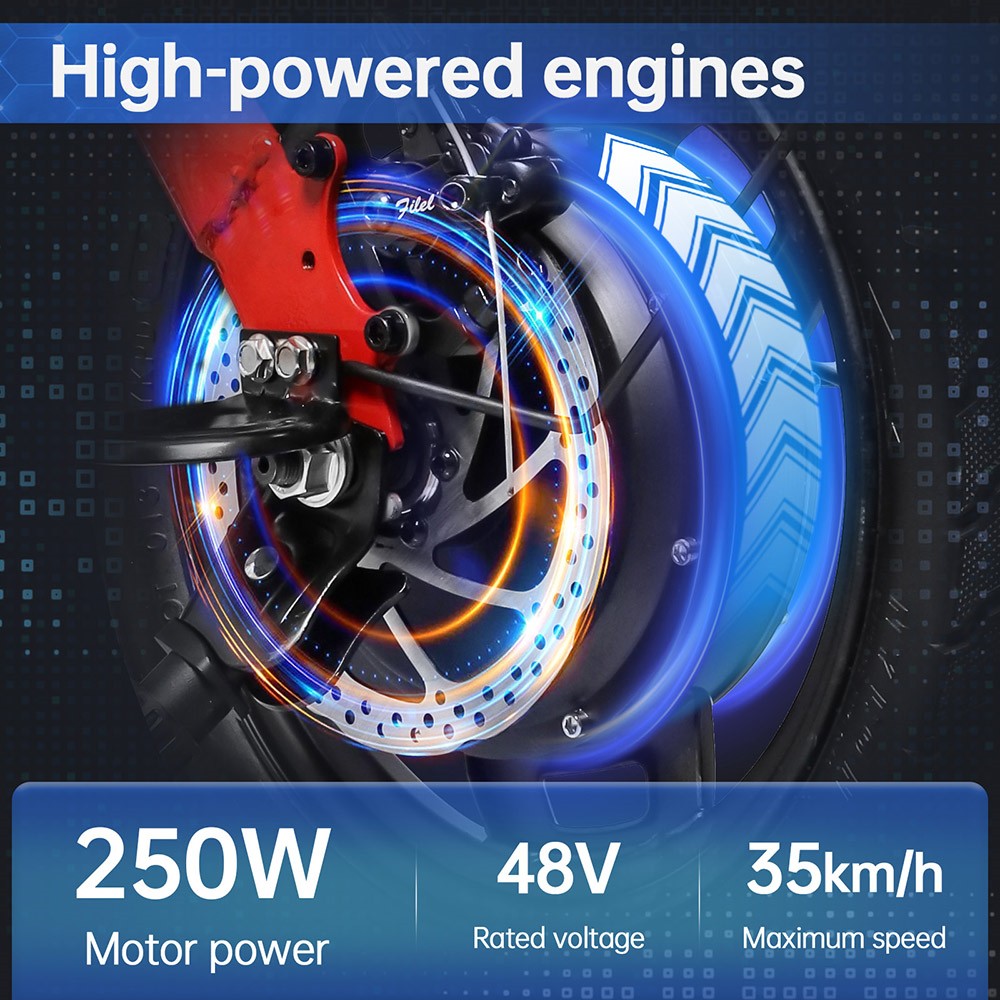 HONEYWHALE S6-S 14-palcový elektrický bicykel 350W bezkefový motor 48V 10.4Ah batéria Maximálna rýchlosť 35km/h Dvojitá kotúčová brzda - červená