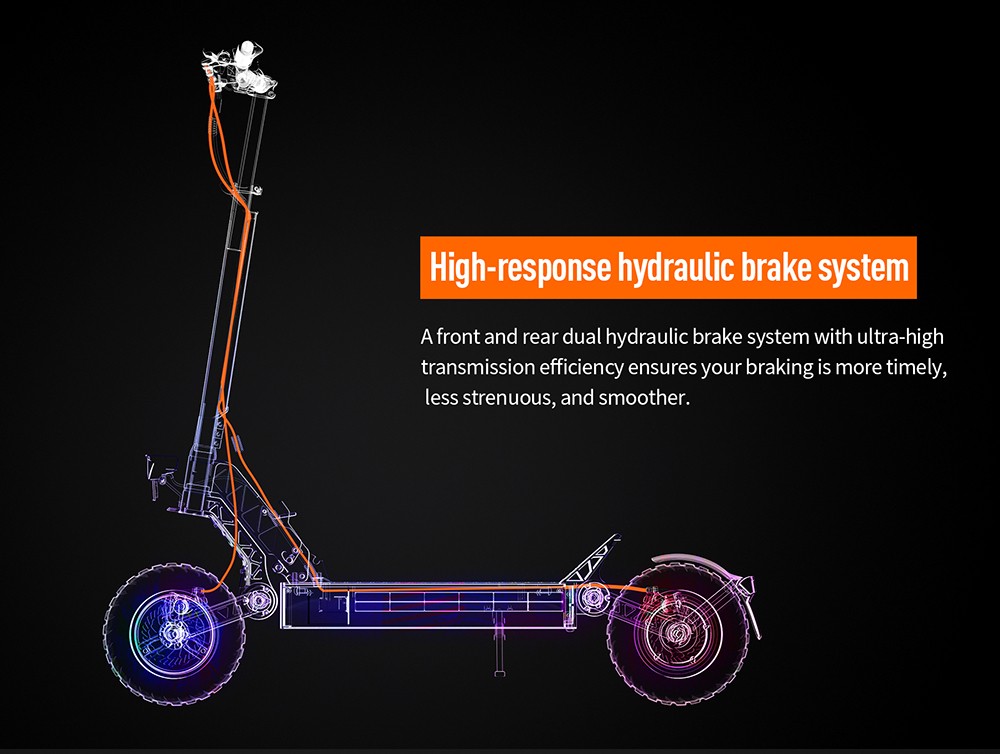 Elektrická kolobežka Joyor S8-S-Z so smerovkou, motor 600W*2, batéria 48V 26Ah, 10-palcová pneumatika, max. rýchlosť 55 km/h, dojazd 75 km, duálne hydraulické brzdy, predný & zadný tlmič, systém 6 svetiel