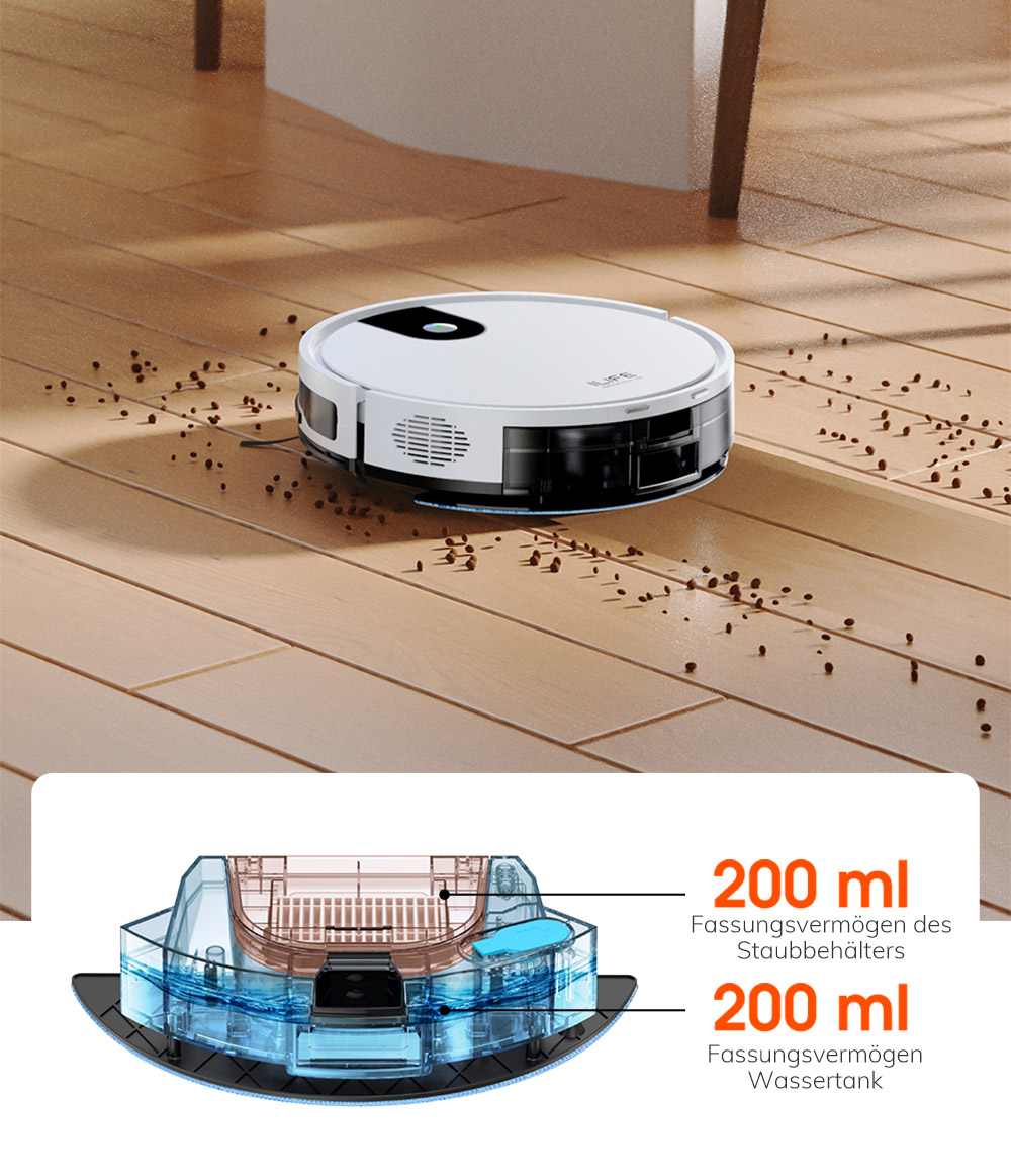 ILIFE G9 Pro Saugroboter, mit Selbstentleerungsstation, Gyroskop-Navigation, 3000 Pa Saugleistung, 100 Min. Laufzeit, 2,5 l Staubbeutel, Plan-/Edge-/Spot-/Max-Modus, unterstützt Alexa/Google Home - Weiß