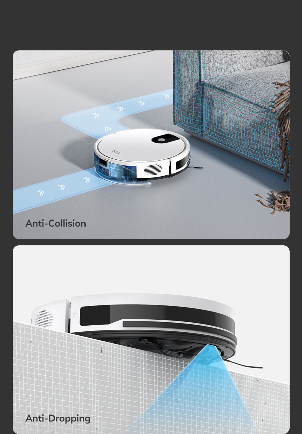 ILIFE G9 Robot Vacuum Cleaner with Mop Function, 3000Pa Suction, 100mins Runtime, 200ml Dustbin, Four Cleaning Modes, Support Alexa & Google, Ideal for Pet Hair, Carpets and Hard Floors- White