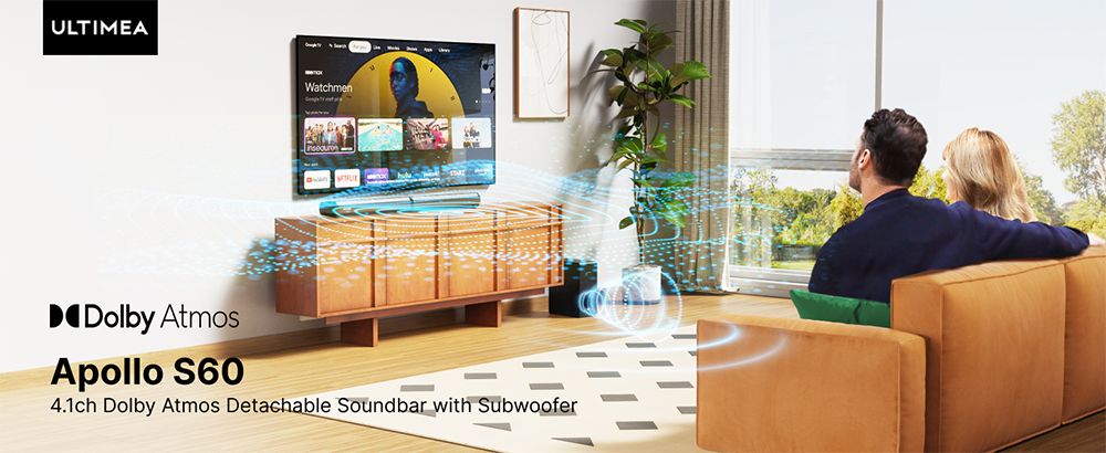 ULTIMEA Apollo S60 odnímateľný soundbar so subwooferom, 4.1 kanálový, Bluetooth 5.3, 3 režimy ekvalizéra, špičkový výkon 280 W