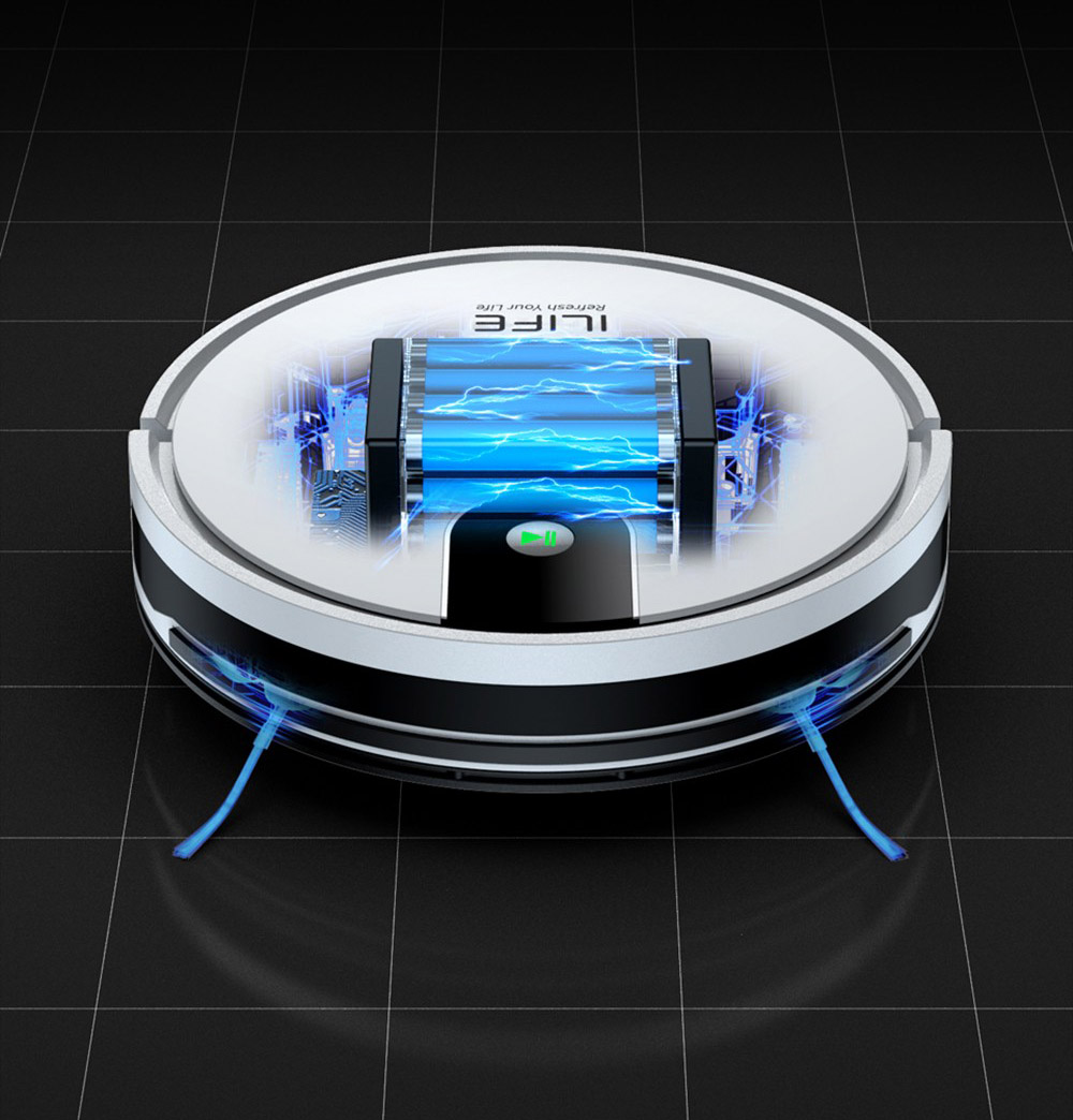 ILIFE G9 Robot Vacuum Cleaner with Mop Function, 3000Pa Suction, 100mins Runtime, 200ml Dustbin, Four Cleaning Modes, Support Alexa & Google, Ideal for Pet Hair, Carpets and Hard Floors- White