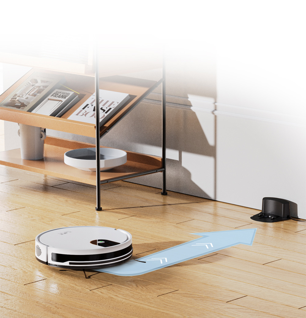 ILIFE G9 Saugroboter, Gyroskop-Navigation, 3000 Pa Saugleistung, 100 Min. Laufzeit, 200 ml Staubbehälter, Plan-/Edge-/Spot-/Max-Modus, unterstützt Alexa und Google - Weiß