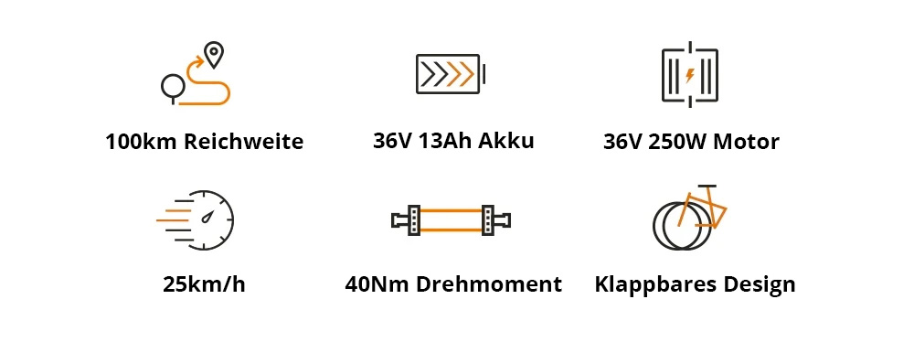 ENGWE P1 Faltbares Elektrofahrrad 20-Zoll-Reifen 250W b&uuml;rstenloser Motor 36V 13Ah Akku 25km/h H&ouml;chstgeschwindigkeit