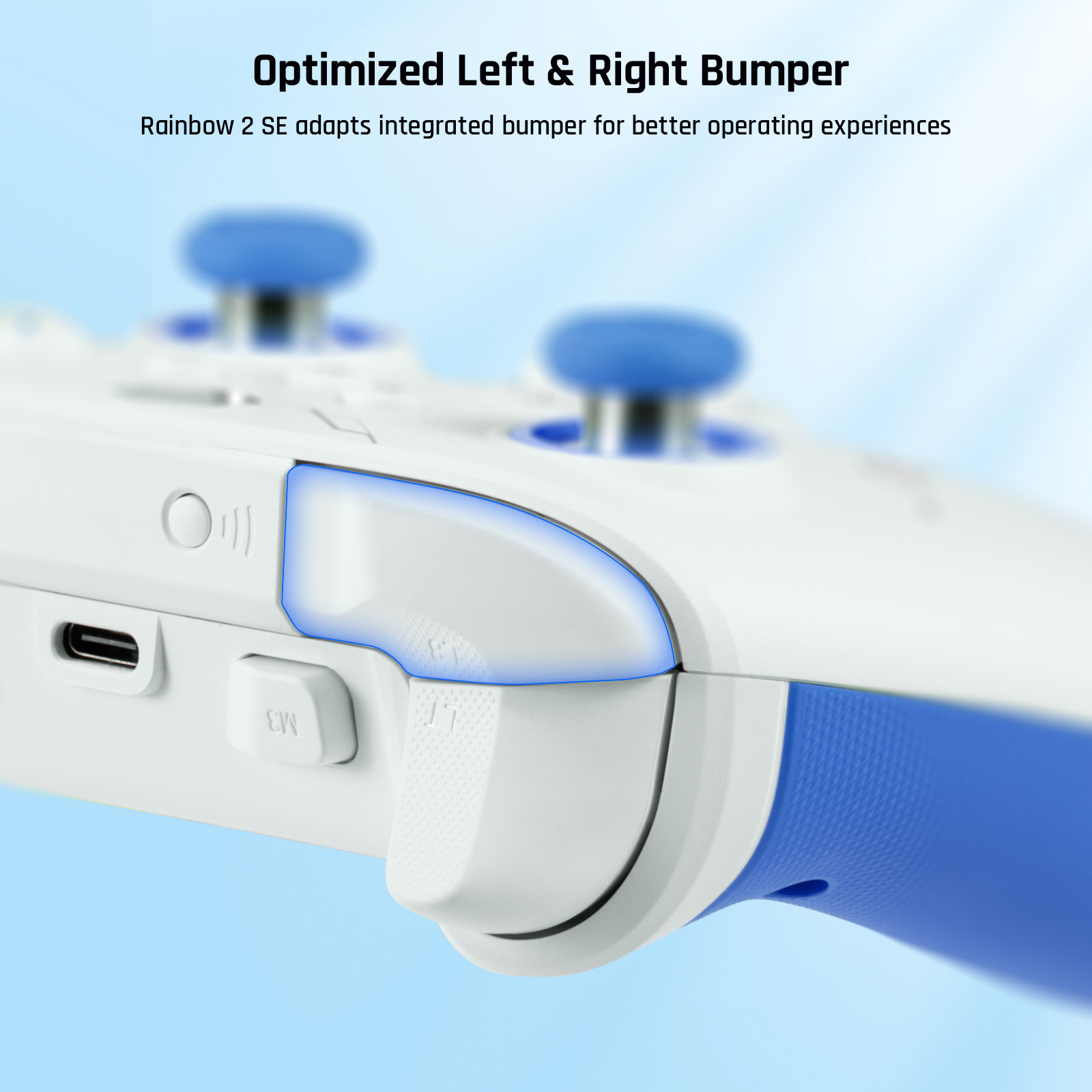 BIGBIG WON Rainbow 2 SE Game Controller, Hall Effect Trigger, 12-bit ADC, 4-way & 8-way D-pads, Compatible with Switch / PC / Android / iOS - Blue