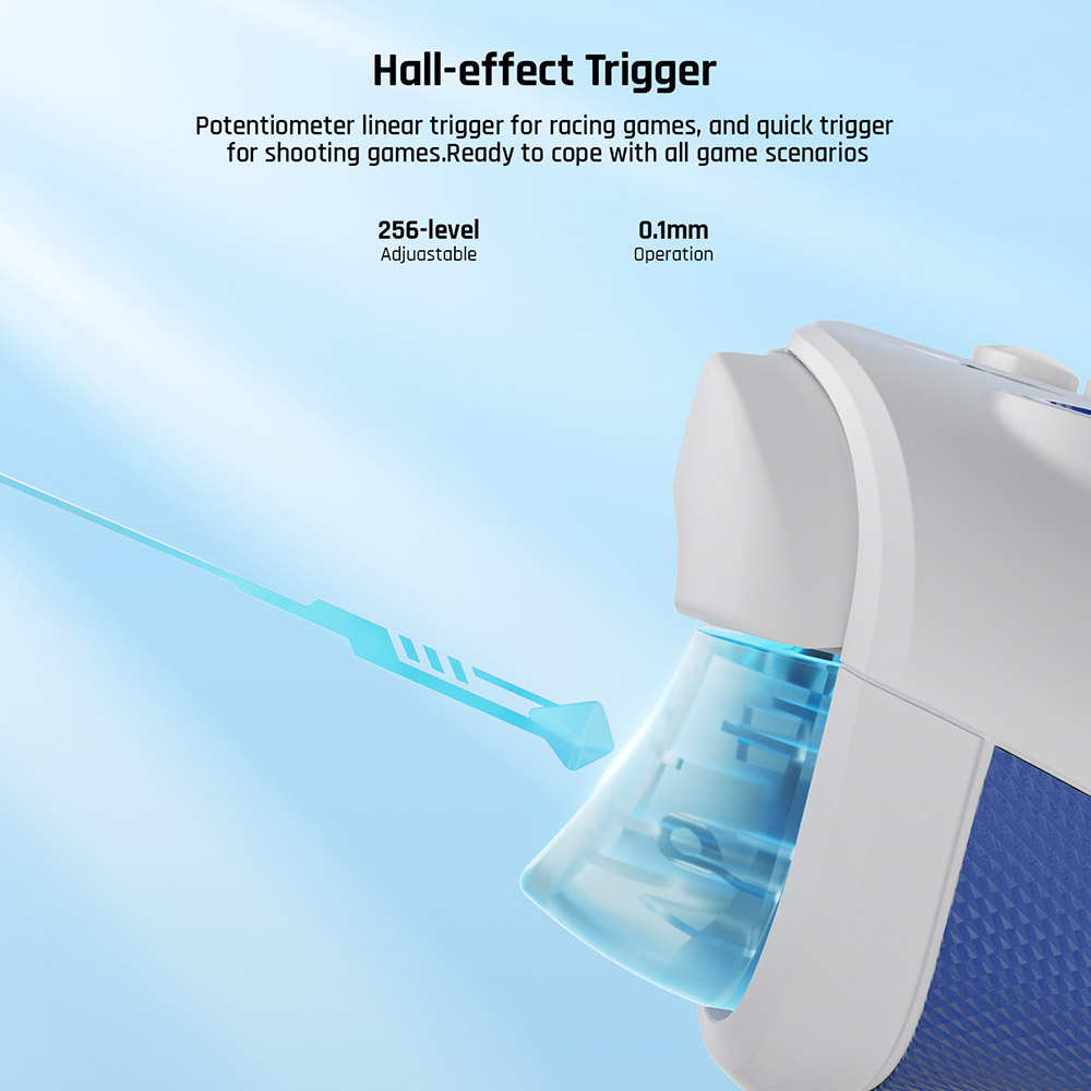 BIGBIG WON Rainbow 2 SE Game Controller, Hall Effect Trigger, 12-bit ADC, 4-way & 8-way D-pads, Compatible with Switch / PC / Android / iOS - Blue