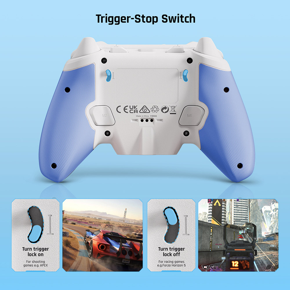 BIGBIG WON Rainbow 2 SE Game Controller, Hall Effect Trigger, 12-bit ADC, 4-way & 8-way D-pads, Compatible with Switch / PC / Android / iOS - Blue