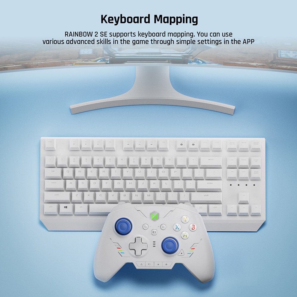 BIGBIG WON Rainbow 2 SE Game Controller, Hall Effect Trigger, 12-bit ADC, 4-way & 8-way D-pads, Compatible with Switch / PC / Android / iOS - Blue