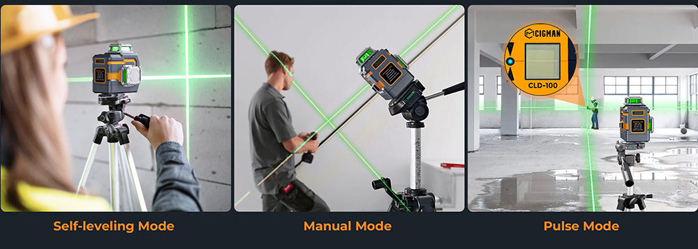 CIGMAN CM-S01 12 Lines Laser Level, With APP Control, 3x360&deg;, Self-leveling & Manual Mode, Stepless Dimming, 30h Max. Usage Time, IP54 Waterproof