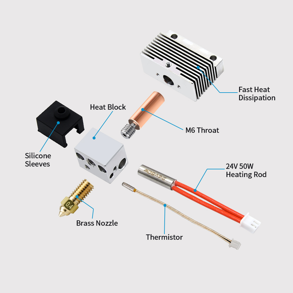 Creativity Hotend Kit with 0.4mm Brass Nozzle for Elegoo Neptune 4 3D Printer